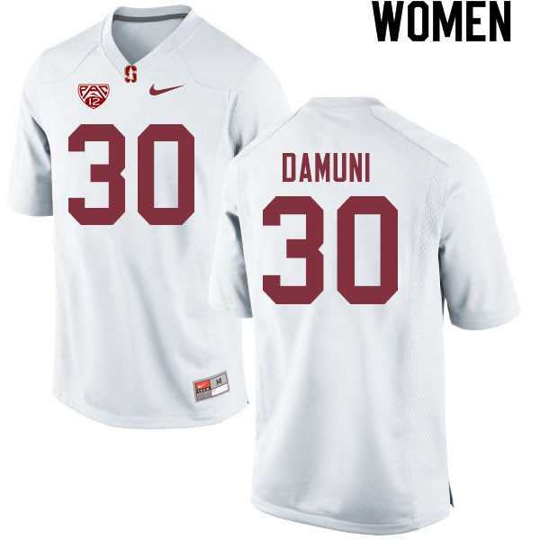 Women #30 Levani Damuni Stanford Cardinal College Football Jerseys Sale-White - Click Image to Close